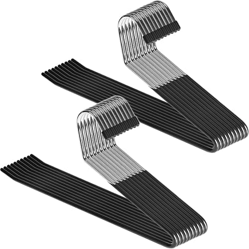 Zober Pants Hangers Non Slip - 20 Pack Open Ended Pants and Jean Hangers for Closet - Space Saving Clothes Hanger - Strong, Durable, Metal Pant Hangers (Black) - Image 1
