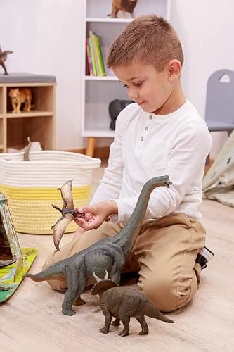 Papo - Grande figurine dinosaure - 22 cm - Tricératops, Rencontre avec le Géant, Jouet enfant dès 3 Ans - Découverte de la Vie Préhistorique et des Dinosaures Herbivores, Vert thumbnail 8