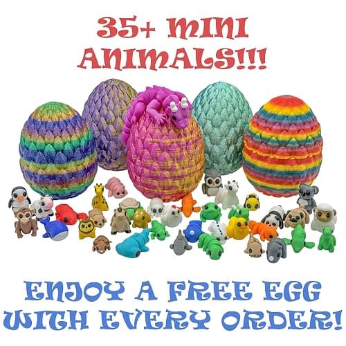 Articulating Animal Figurines – 10-Pack Mystery Mini Collectibles in Egg | 35+ Designs, Rainbow Colors, Premium Toys | Unique Gift for Kids & Adults by VDK Printing (MysteryEgg010) thumbnail 3