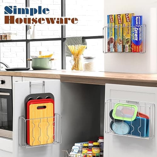 Simple Houseware Over Cabinet Door Organizer, Silver thumbnail 7