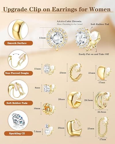 Gold clip on earrings  - Image 1