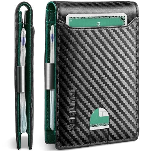 RUNBOX Slim Wallets for Men - Leather Money Clip Mens Wallet - RFID Blocking Front Pocket Bifold Wallet - Thin Credit Card Holder with Gift Box - Image 1