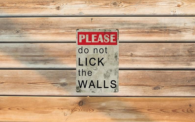 Funny Retro Metal Tin Sign Please Do Not Lick The Walls Bathroom Decor Poster Wall Art Vintage For Man Cave For Living Room Wall Home Decor 8x12 In thumbnail 6