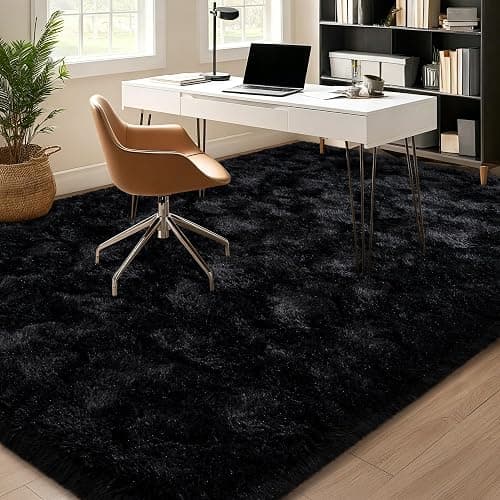 Black Rugs for Bedroom, 3x5 Feet Fluffy Area Rugs for Living Room, Soft Shag Kids Rug Small Carpet for Nursery, Bedside, Indoor, Dorm Decor thumbnail 3