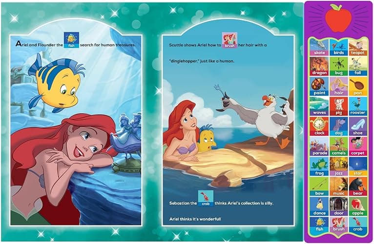 Disney Princess Cinderella, Moana, Rapunzel, and More! - First Words: Point, Match, Listen, and Learn! 30-Button Sound Book - PI Kids (Play-A-Sound) thumbnail 5