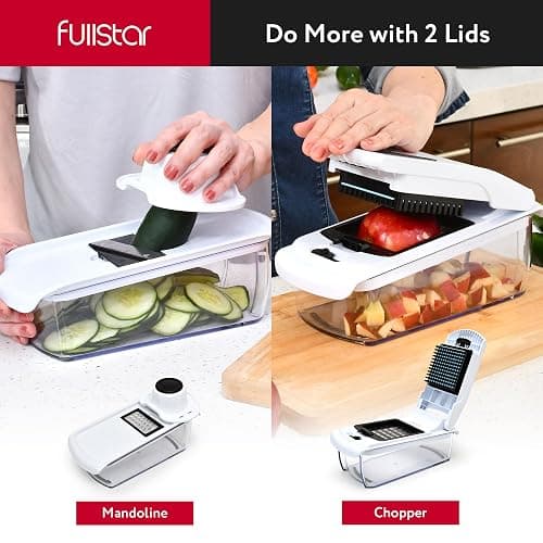 Fullstar Vegetable Chopper and Spiralizer - Food Chopper with Container, Fruit Slicer, Kitchen Gadgets & Accessories, Home Essentials (All in 1, White) - All in 1 - White thumbnail 5