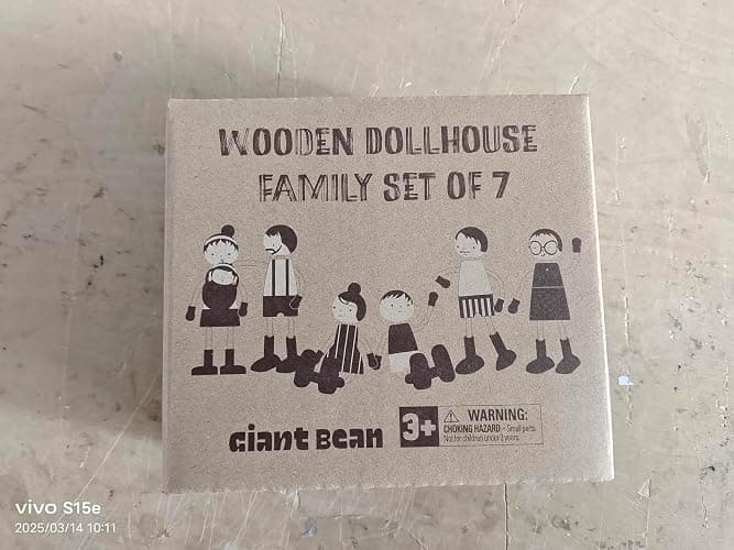Giant bean Wooden Family Dolls Set of 7 for Dollhouse, Dollhouse People Miniature Dollhouse Accessories Toy for Boys Girls Kids Pretend Play 3 Years up - Dollhouse Family Dolls thumbnail 8