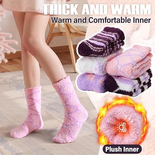 ANTSANG Womens Fuzzy Socks Fluffy Slipper Cozy Cabin Winter Soft Fleece Warm Comfy Thick Christmas Gift Socks thumbnail 4