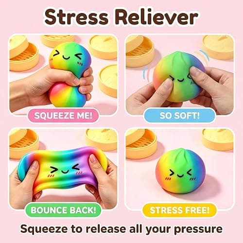 Tansix Blue and Yellow Dumpling Squishies New Mystery Squishies Dumpling with Box Stress Relief Balls Sensory Toys Desk Squeeze Toys Gift(2PC) thumbnail 7