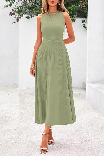 PRETTYGARDEN Spring Casual Dresses for Women 2025 Summer Business Work Midi Sleeveless A Line Pleated Cocktail Dress thumbnail 3