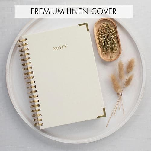 Aesthetic Thick Spiral Notebook Journal For Women in B5 Format - Modern Linen Hardcover College Ruled Note Book With 300 Lined Pages - Perfect For Writing And Staying Organized at Work or School thumbnail 5