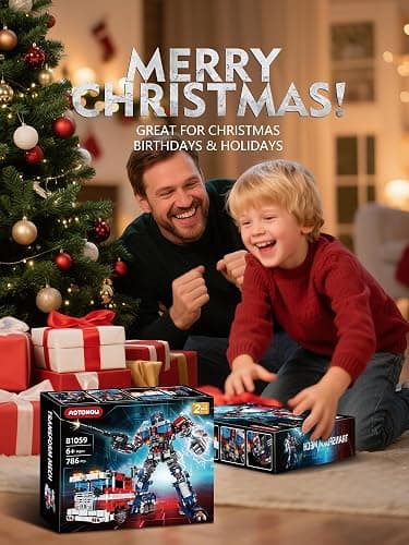 Aotonow 2 in 1 Transform Robots Building Sets for Adults,Mecha Transforming Building Blocks Truck Kits,Action Figures Toys for Movie Fans,Christmas,Birthday Gift for Kids and Boys 8-14 thumbnail 2