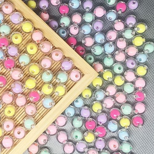 LadayPoa 300pcs 8mm Acrylic Colorful Round Beads for Jewelry Making,Transparent Candy Cute Bubble Beads Kawaii Circle Bead for Bracelet Craft Ornament Gifts thumbnail 6