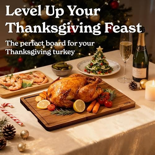 SMIRLY Wood Cutting Boards for Kitchen Wooden Chopping Board Set Reversible with Deep Juice Grooves Grip Handles, Large Charcuterie Tray, New Apartment Essentials, Carbonized Bamboo, 3Pcs with Holder thumbnail 8