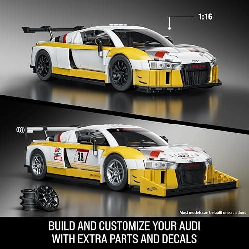 ​Mattel Brick Shop Hot Wheels Elite Series Building Set, '15 Audi R8 LMS with 820 Pieces, Realistic Details and Custom Decals, Adult Collectors and Kids Ages 10+ thumbnail 3