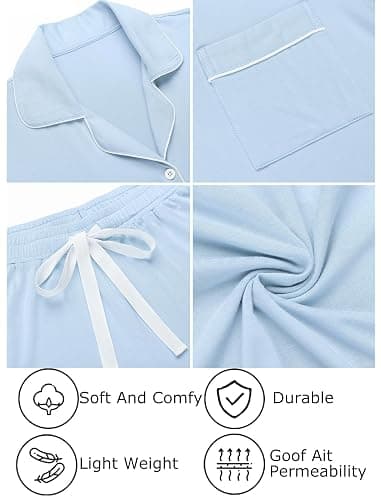 Leikar Womens Button Down Pajama Sets Bride Pajamas Sets Sleepwear Shorts Lounge Set thumbnail 2