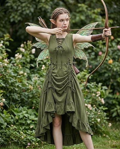 Scarlet Darkness Renaissance Steampunk Dress Lace Up High Low Dress Pirate Gothic Costume thumbnail 2