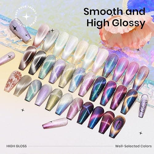 SUPWEE Magnetic Cat Eye Gel Nail Polish Set 12 Colors Cateye Gel Polish with Magnetic Stick Chameleon Cat Eye Gel Aurora Cat Eye Gel and Glass Cat Eye Gel Collection for Home DIY Manicure thumbnail 6