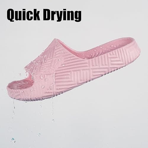Weweya Shower Shoes for Women and Men - Bathroom Slippers - Non Slip House Slides - Lightweight Beach Sandals - Pink - 8 Women/6.5 Men thumbnail 3