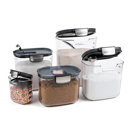 ProKeeper+ Airtight Food Storage Container Set – Clear Plastic Flour and Sugar Canister Set with Magnetic Accessories for Kitchen Organization (Grey, 9-Piece) thumbnail 7