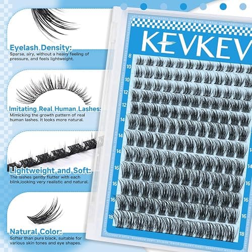 KEVKEV Lash Clusters 144 Pcs Eyelash Clusters Wispy Natural Cluster Eyelash Extension Thin Band & Soft Mix Length Lashes DIY Lash Extensions at Home Easy to Apply(Cloudy,8-18mix) thumbnail 4