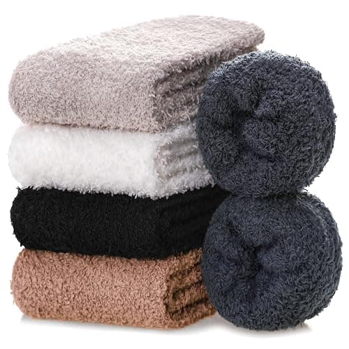 CHOWISH Womens Fuzzy Slipper Socks Super Soft Microfiber Fluffy Cozy Winter Warm Fuzzy Crew Socks thumbnail 5