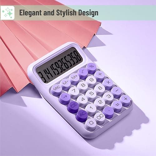 Mr. Pen- Mechanical Switch Calculator, 12 Digits, Large LCD Display, Purple Calculator Big Buttons thumbnail 4