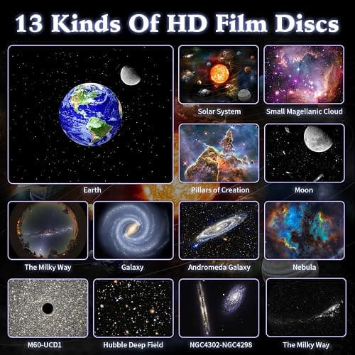 Galaxy Projector, 13 in 1 Planetarium Star Projector Realistic Starry Sky Night Light with Solar System Constellation Moon for Kids Adults Bedroom Ceiling Home Theater Living Room Decor thumbnail 2