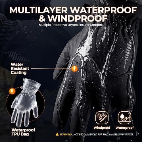 rivmount Winter Waterproof Ski Snow Warm Gloves for Women Men, Windproof Cold Weather Thermal with Touchscreen Fingers, for Running Driving Cycling Hiking Biking Outdoor Sports Daily Work thumbnail 6