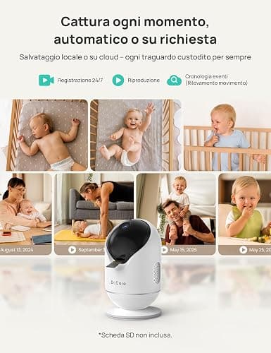 Dr.Care Baby Monitor WiFi 2K, 5", App, supporto a clip & allarme movimento | Tracciamento persone,rilev. suono/movimento/temp./umidità, batt rimov. 5000mAh, portata 390m, visione nott. HD, VistaView RB thumbnail 8