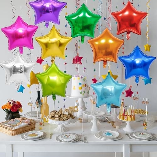 Colorful Star Balloons,10Pcs Mixed Colors Star Shaped Foil Balloons,18Inch Colorful Helium Polyester Film Balloon for Graduation,Birthday,Anniversary,Wedding Party Decorations thumbnail 5