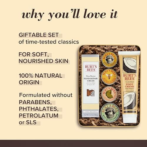 Burt's Bees Gifts Ideas - Classics Set, 6 Products in Giftable Tin – Cuticle Cream, Hand Salve, Lip Balm, Res-Q Ointment, Hand Repair and Foot Cream thumbnail 2