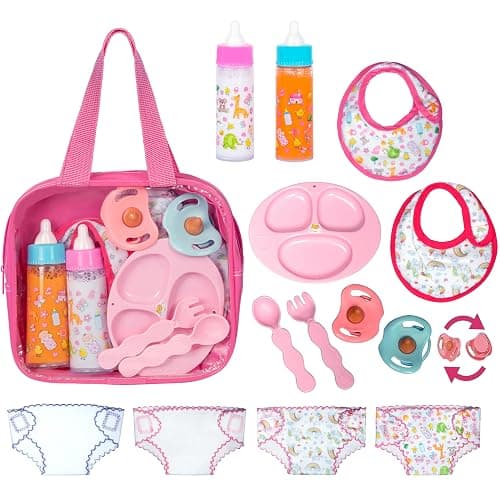 fash n kolor My Sweet Baby Disappearing Doll Feeding Set - Doll Feeding Set | Set Includes 2 Bottles, 4 Pcs Doll Diapers Doll Underwear and 2 Pcs Doll Bibs and 2 Pacifier (13 pc Set) - Image 1