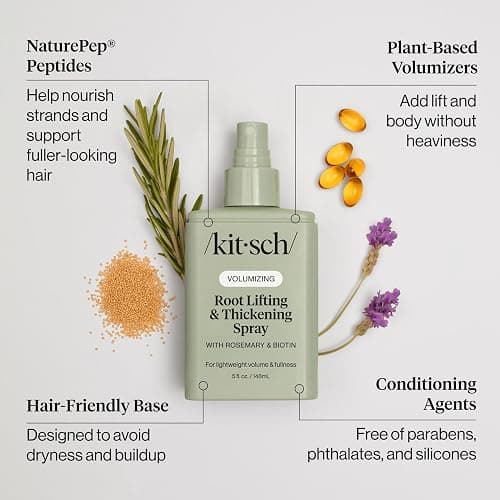 Kitsch Root Lifting Spray for Fine Hair - Thickening Hair Spray With Rosemary and Biotin | Lightweight Volumizing Spray for Instant Lift and Fullness | Adds Volume, Natural Hold - 5oz thumbnail 2
