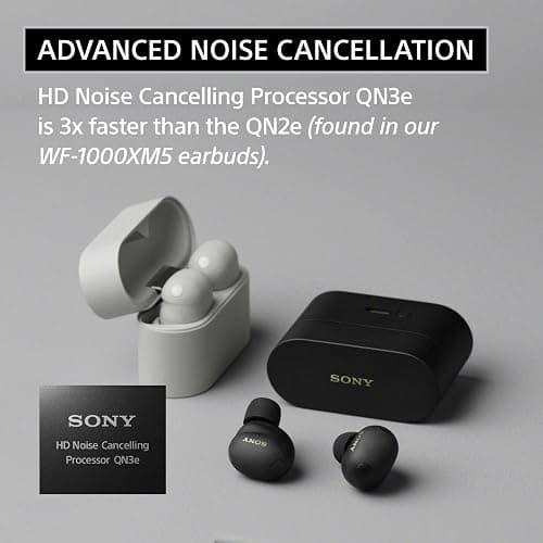Sony WF-1000XM6 The Best Noise Cancelling Wireless Earbuds, Black | Truly Wireless Headphones, Studio-Quality, HD NC Processor QN3e, Ultra Clear Calls, Up to 24 Hours of Battery, Bluetooth thumbnail 6