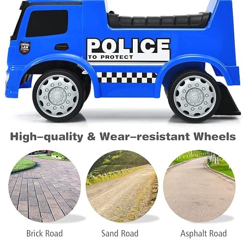HONEY JOY Ride On Push Car, Licensed Mercedes Benz Push Cars for Toddlers w/Horn, Music, Lights, Under Seat Storage, Foot-to-Floor Ride On Fire Truck Toy for Kids Boys Girls 1-3, Blue thumbnail 5