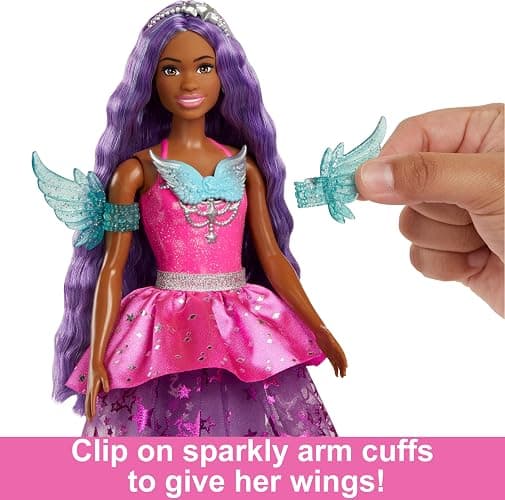 Barbie A Touch of Magic Fashion Doll, Brooklyn with Wing-Detailed Dress, 7-inch Long Colorful Hair, 2 Fantasy Pets & Accessories thumbnail 5