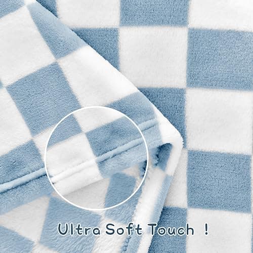 Yurhap Checkered Baby Blanket Fleece Baby Blankets for Boys, Ultra Soft Cozy Fluffy Infant Toddler Newborn Receiving Blankets for Crib Stroller, 30''x40'', Blue thumbnail 6