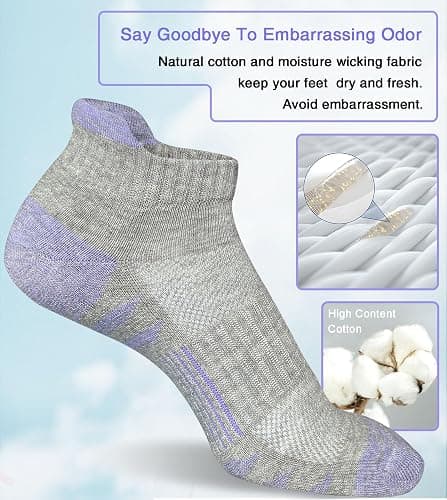 Heyoboy Womens Ankle Anti-blister Thick Cushioned Wicking Odor Resist Athletic Running Socks 5 Pairs thumbnail 5