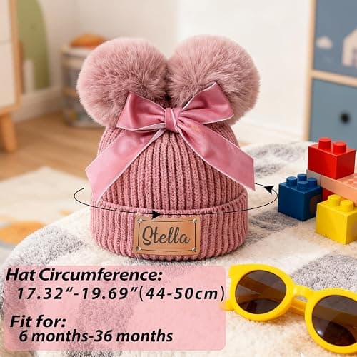 lanleay Custom Toddler Baby Beanies Personalized Baby Knit Hat with Name Infant Beanies Winter Hats for Newborn Kids Adults thumbnail 4