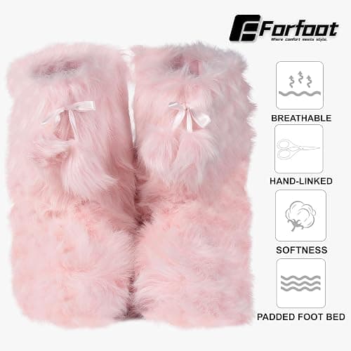Forfoot Slipper Boots, Cozy Indoor Booties for Women Fluffy Comfortable House Shoes Fuzzy Anti-Slip Boots Winter thumbnail 4