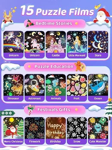 Carousel Night Light for Kids, 15 Music+15 Films+315 Colors Star Projector for Kids Night Light Projector,360°+Remote+1200mah Star Lights for Ceiling,Unicorn Toys for Girls Room Decor Christmas Gifts thumbnail 4