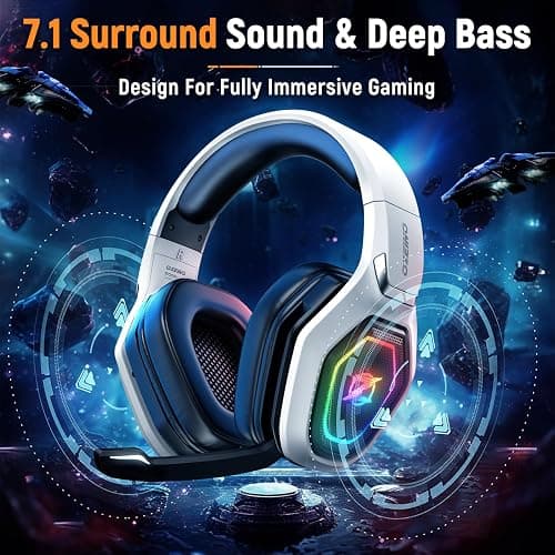 Ozeino Wireless Gaming Headset for PS5, PC, Switch| Lossless Audio-40H Batt | Play & Charge, 2.4GHz USB & Type-C, Flip Mic, Works with PS4, Mac, laptop, mobile, Ideal for FPS, RPG thumbnail 3