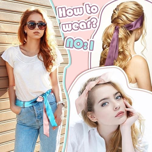 Geyoga 16 Pack Hair Ribbon Neck Scarf 40 Inches Satin thumbnail 4