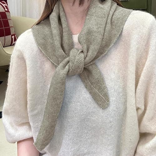 Wendyfull Triangle Scarf for Women Knitted Wool Headscarf Cashmere Feel Y2K Downtown Girl Aesthetic Streetwear Accessories thumbnail 2