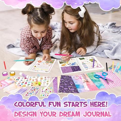 QIYVLOS 2 Pack DIY Journal Kit for Girls, Journaling Diary Toys for Ages 8-13, Arts and Crafts Birthday Stationery Set Gifts for Teen Girls Ages 8 9 10 11 12 13 14 Year Old thumbnail 6