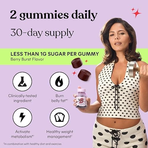 Lemme Burn Belly Fat & Metabolism Gummies for Women, 30-Day Supply | Clinically Studied Morosil, Black Ginger, B6, B12, Chromium, Vegan, Gluten-Free, Berry Flavor thumbnail 5