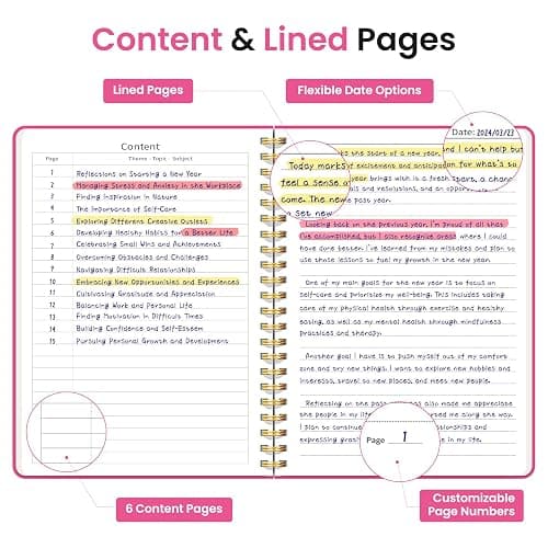 Taja Lined Spiral Journal Notebook for Women & Men, 140 Pages, College Ruled Hardcover Notebook for Work & Note Taking, Journals for Writing, A5(6"x8") - Berry Pink thumbnail 3