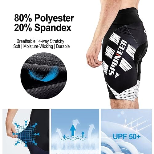 sponeed Men's Cycling Shorts Padded Bicycle Riding Pants Bike Biking Clothes Cycle Wear Tights thumbnail 6