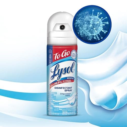 Lysol To Go Disinfectant Spray, Travel Size Sanitizing, For On-the-Go Disinfecting and Deodorizing, Crisp Linen, 1.5 Fl. Oz (Pack of 4) thumbnail 5